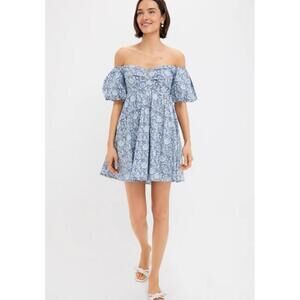 English Factory Blue Medallion Floral Olympia Mini Dress NWT Small S Tuckernuck